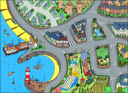 From the seaside town to the cove, this coastal floor mat is suitable for use with programmable floor robots such as Bee-Bots. It features a 15 cm grid overlay and can be used on the floor individually or as a group in the classroom. A Bee-Bot is a small programmable robot which introduces children to the concept of teaching directional language and creating simple programs. Children can develop, test, debug and retest sequences of code to reach their aims.