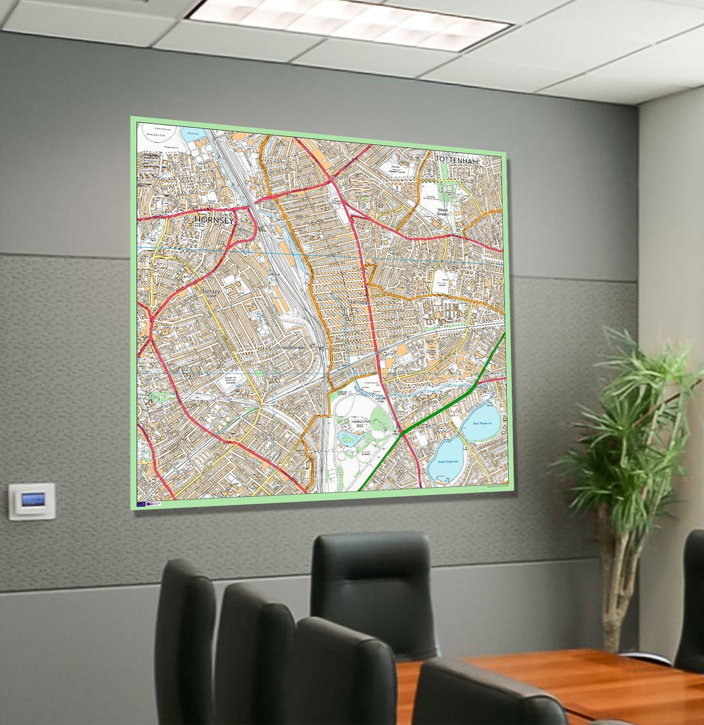 Postcode Centred Mounted Ordnance Survey Street Map - 1x1m Size - 3x3km Area