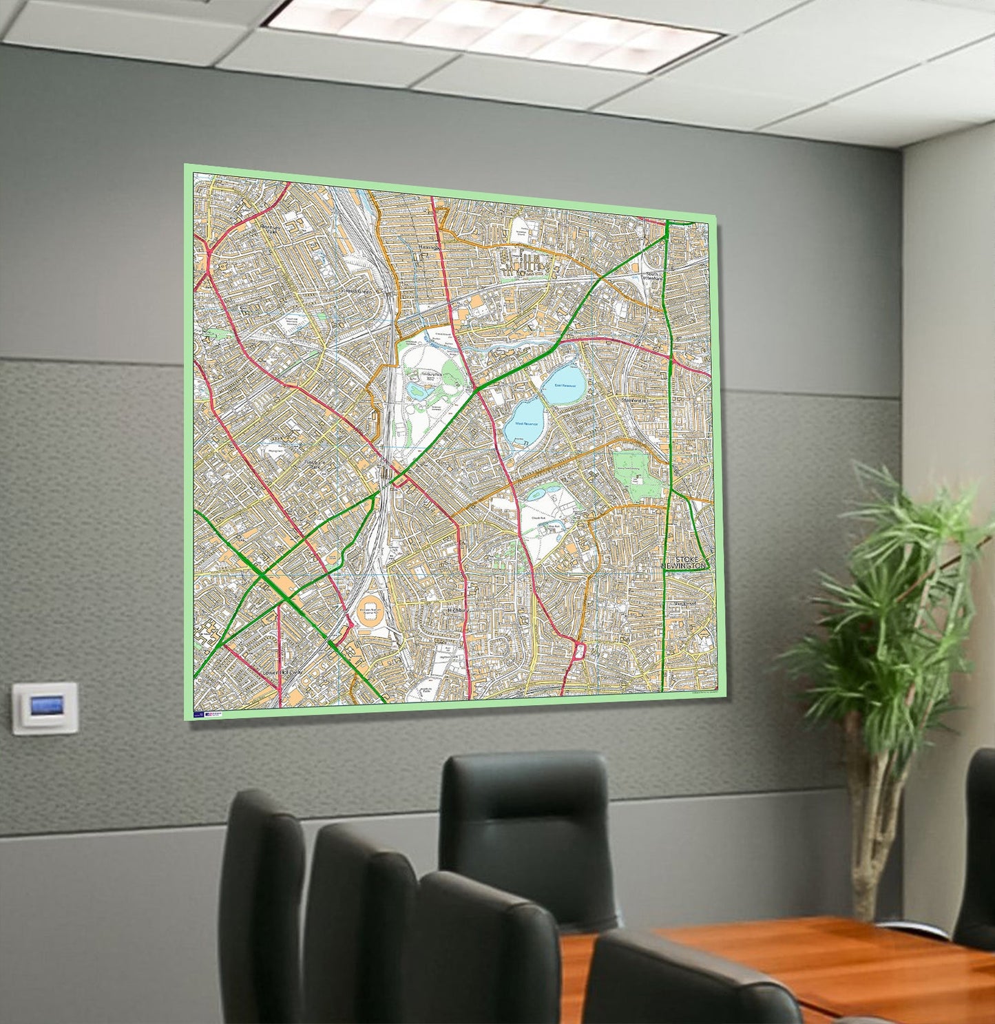Postcode Centred Mounted Ordnance Survey Street Map - Size 1.2x1.2m (120x120cm) - 4x4km Area