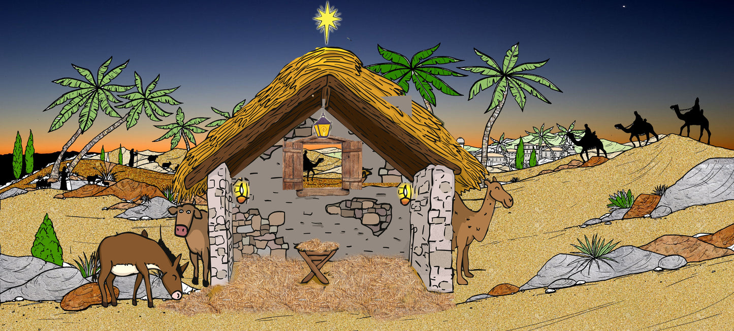 The Nativity Scene Backdrop 240cmx120cm