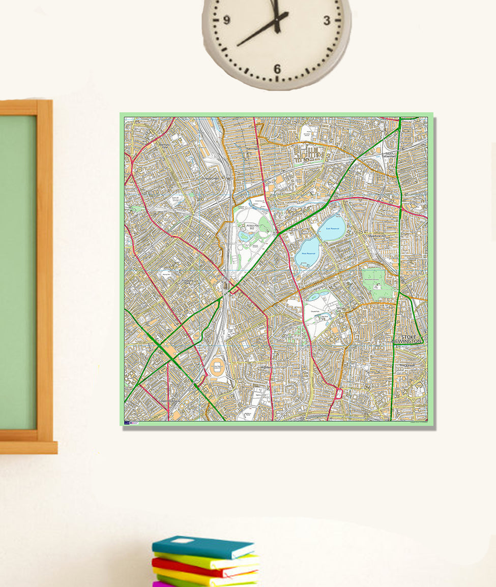 Postcode Centred Mounted Ordnance Survey Street Map - Size 1.2x1.2m (120x120cm) - 4x4km Area