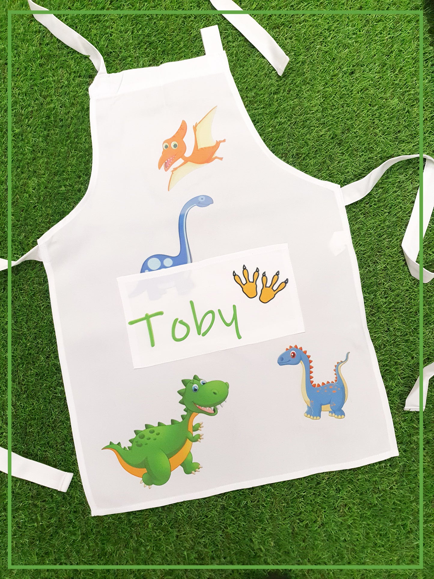 Childrens personalised apron - Dinosaur theme