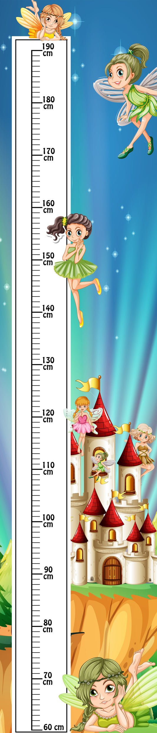 Fairy Themed Child's Height Chart 140x30cm - High Quality Waterproof PVC Banner