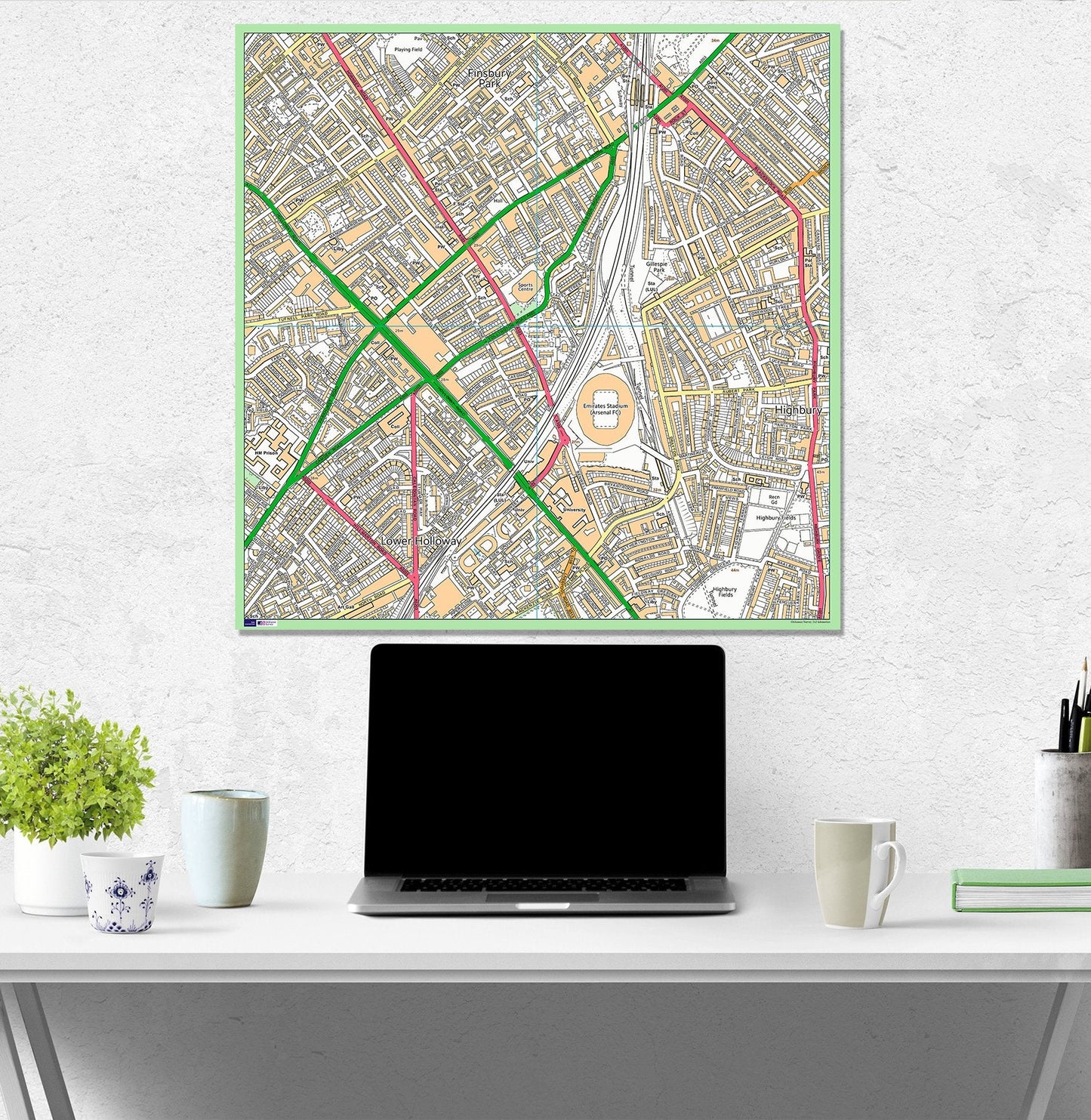 Postcode Centred Vinyl Ordnance Survey Street Map - 1x1m Size - 2x2km Area