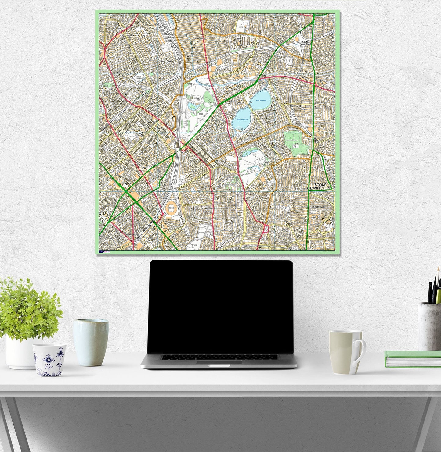 Postcode Centred Mounted Ordnance Survey Street Map - Size 1.2x1.2m (120x120cm) - 4x4km Area