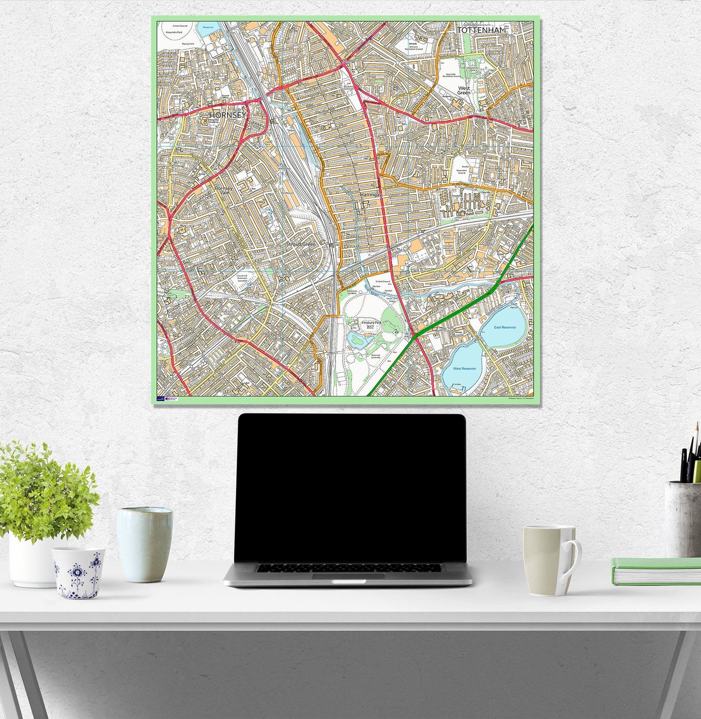 Postcode Centred Mounted Ordnance Survey Street Map - 1x1m Size - 3x3km Area