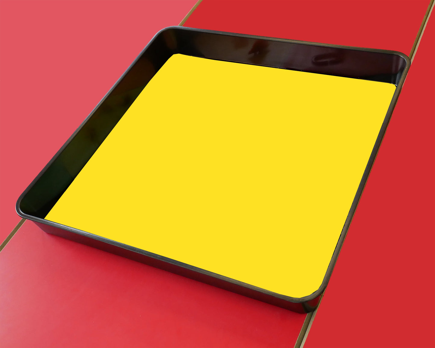 A yellow Play Tray Mat. Can be used with character toys and vehicles This insert mat is designed to perfectly fit in the Tiger Play Tray 55cm x 55cm Ideal for home use. Also great for small groups in classrooms.