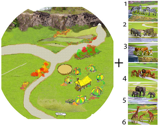 The safari mat is ideal for use with a Tuff Tray comes with a your choice of safari animals. Will you choose zebras, giraffes, rhinos, elephants, lions or tigers? Designed to fit in the Tuff Tray or the Tuff Spot.