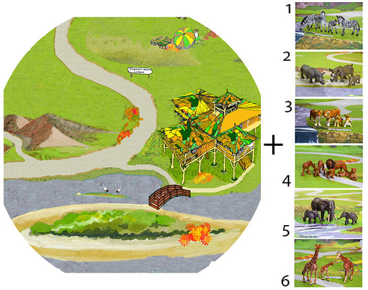 The safari mat is ideal for use with a Tuff Tray comes with a your choice of safari animals. Will you choose zebras, giraffes, rhinos, elephants, lions or tigers? Designed to fit in the Tuff Tray or the Tuff Spot. Designed to fit in the Tuff Tray or the Tuff Spot.