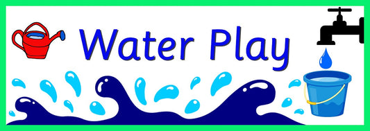 Designed for outdoor play areas, the Water Play banner is made of heavy duty weatherproof vinyl and comes with brass eyelets so it can be easily hung outside. Useful to designate play areas in preschool, nurseries and primary school playgrounds. Available in 2 sizes.