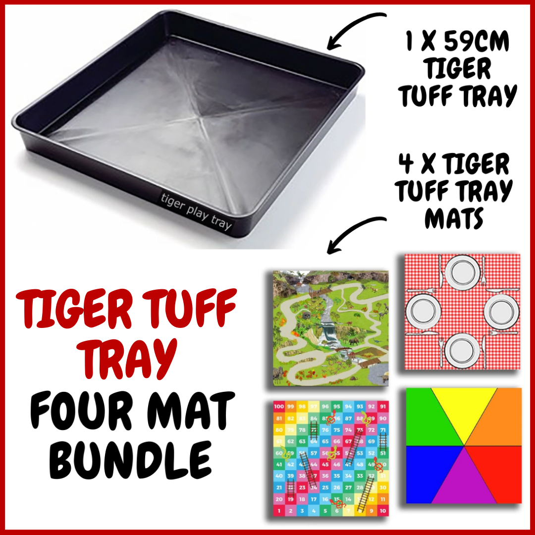 Tiger Play Tray and 4 Insert Mat Bundle - 59cm x 59cm