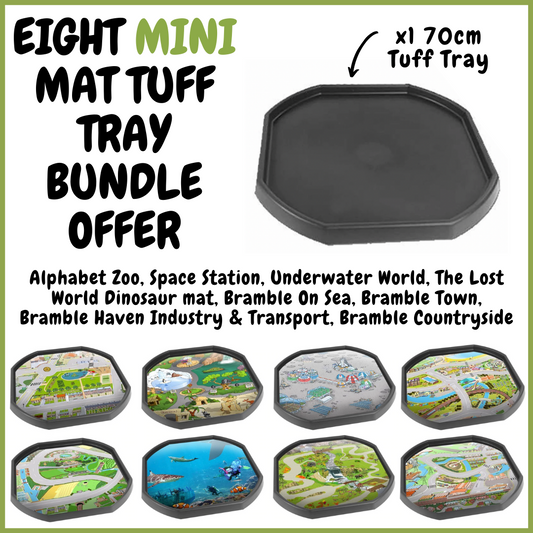 MINI Tuff Tray Bundle - MINI Black Tray & Eight Mats