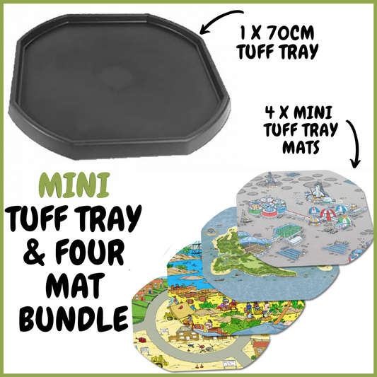 MINI Tuff Tray Bundle – Black Tray & Four Mats