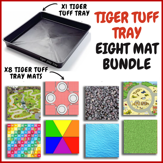Tiger Play Tray and 8 Insert Mat Bundle - 59cm x 59cm
