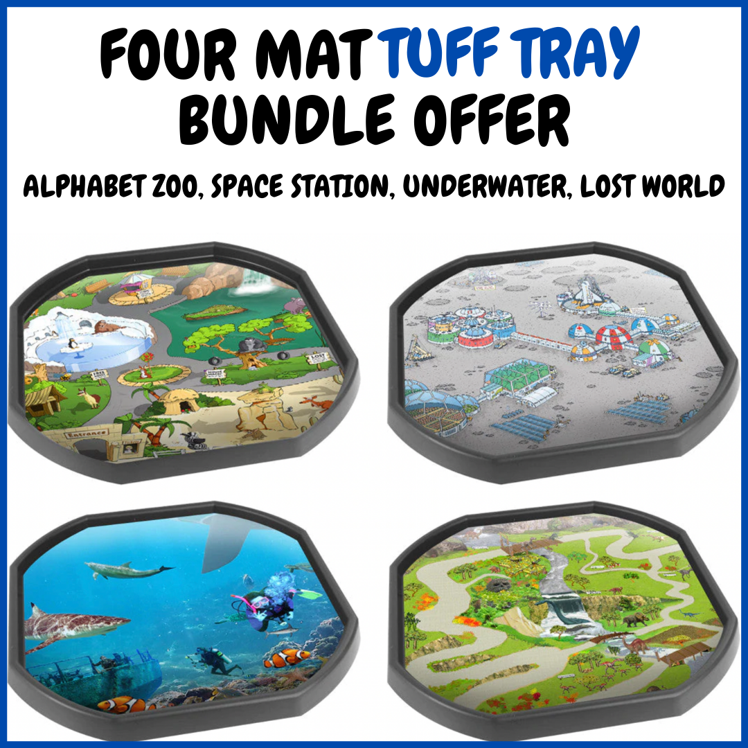 Four Mat Bundle for Tuff Tray - Alphabet Zoo, Space Station, Underwater, Lost World - Mats Only