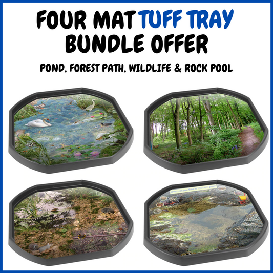 Four Mat Bundle For Tuff Tray - Pond, Forest Path, Wildlife and Rock Pool - Mats only