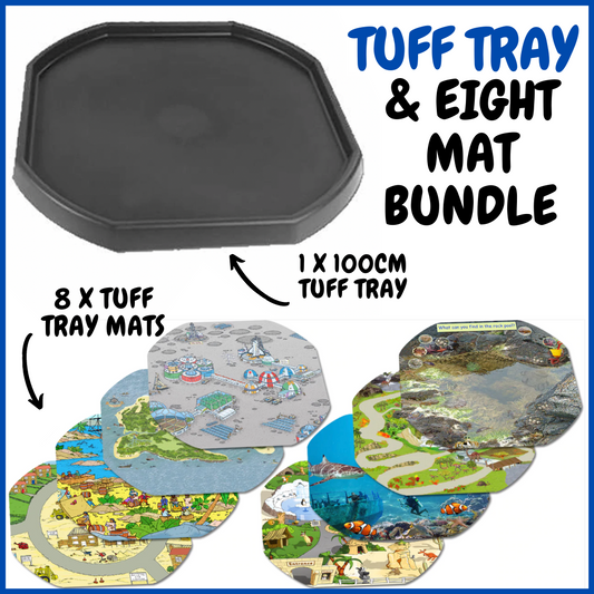 Tuff Tray Bundle - Black Tray & Eight Mats