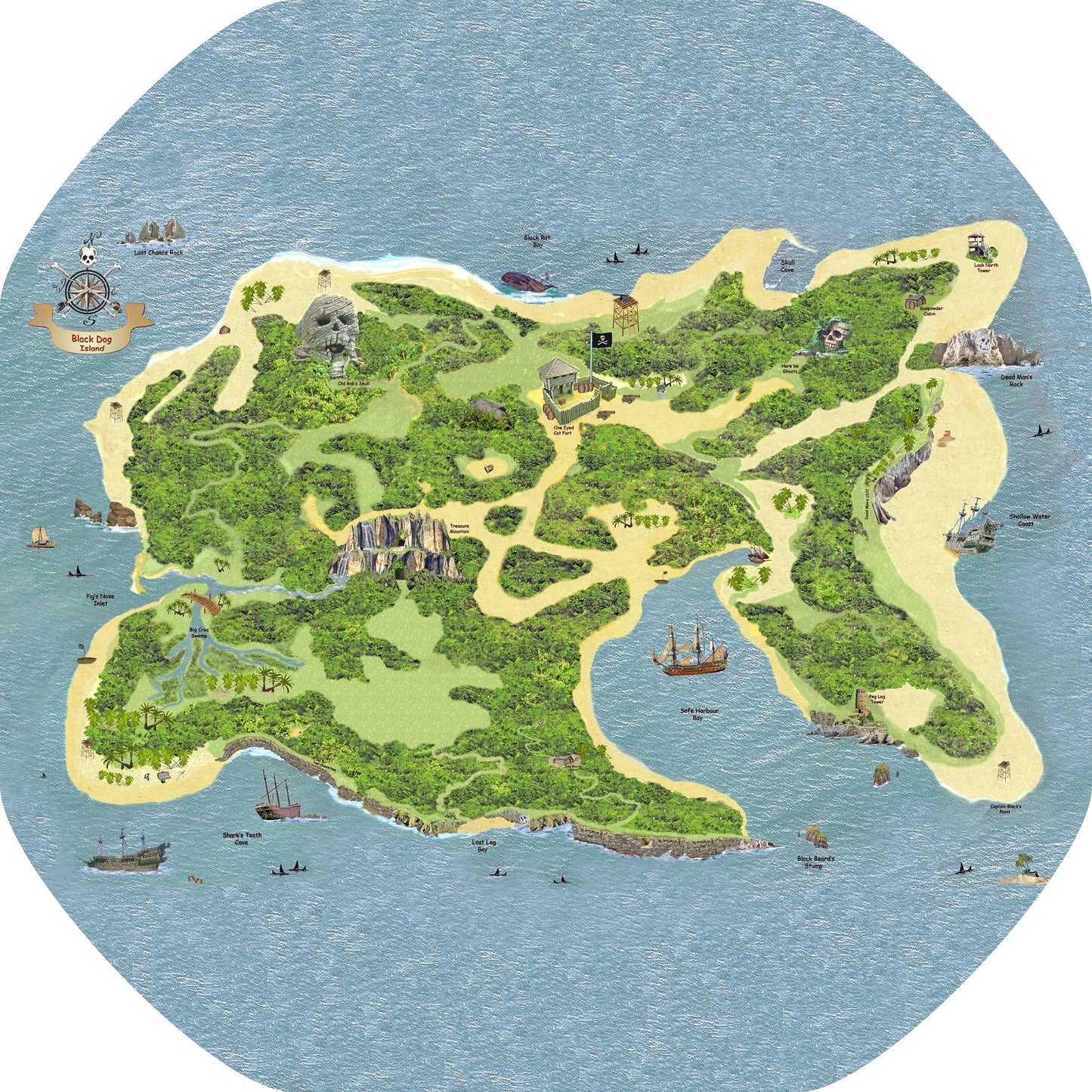 The Pirate Island tuff tray mat features a realistic island with coastlines, tracks and possibly hidden treasure! Perfect for individual or small group imaginative play. Designed to fit in the Tuff Tray or the Tuff Spot.