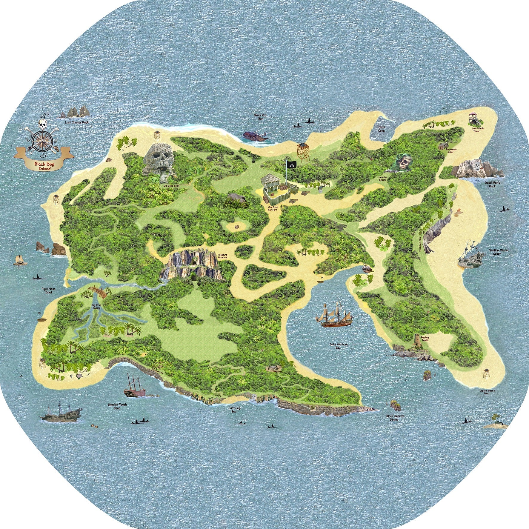 The Pirate Island tuff tray mat features a realistic island with coastlines, tracks and possibly hidden treasure! Perfect for individual or small group imaginative play. Designed to fit in the Tuff Tray or the Tuff Spot.