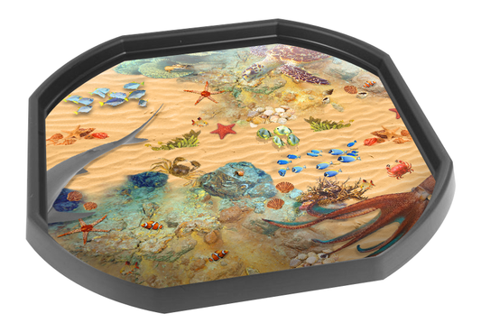 The Sea Floor mat is ideal for use with a Tuff Tray. Spot and name the sealife and add your own toy turtles, clown fish, squid and shells for more fun. Add water or sand to enhance the imaginative and sensory experience of exploring the ocean floor. Designed to fit in the Tuff Tray or the Tuff Spot.