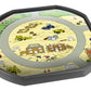 This Building Site Tuff Tray Mat is ideal for use with a Tuff Tray. See the stages of house building and add your own diggers, gravel and sand for imaginative play.  Printed onto a high quality, durable vinyl material.  86cm x 86cm (approx )  Designed to fit in the Tuff Tray or the Tuff Spot.