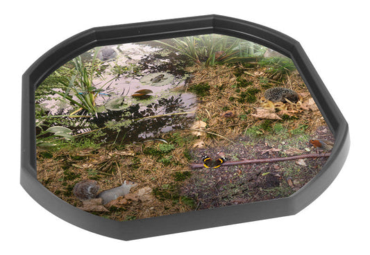This British Wildlife and Minibeasts Tuff Tray Mat is ideal for use with a Tuff Tray. Spot a frog, hedgehog, otter, rabbit, butterfly, squirrel and more.  Printed onto a high quality, durable vinyl material.  86cm x 86cm (approx )  Designed to fit in the Mini Tuff Tray or the Tuff Spot.
