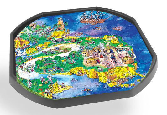 The Erin's Treasure Island mat is ideal for use with a Tuff Tray. It's perfect for individual or small group play. A vibrant, colourful & beautifully illustrated mat.  The trays enable children to add their own toys to create interesting and imaginative play ideas.  Printed onto a high quality, durable vinyl material.  86cm x 86cm (approx )  Designed to fit in the Tuff Tray or the Tuff Spot.