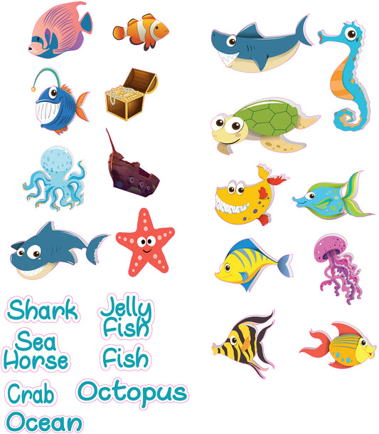 24pc Under The Sea Set - Static Cling - Bath set