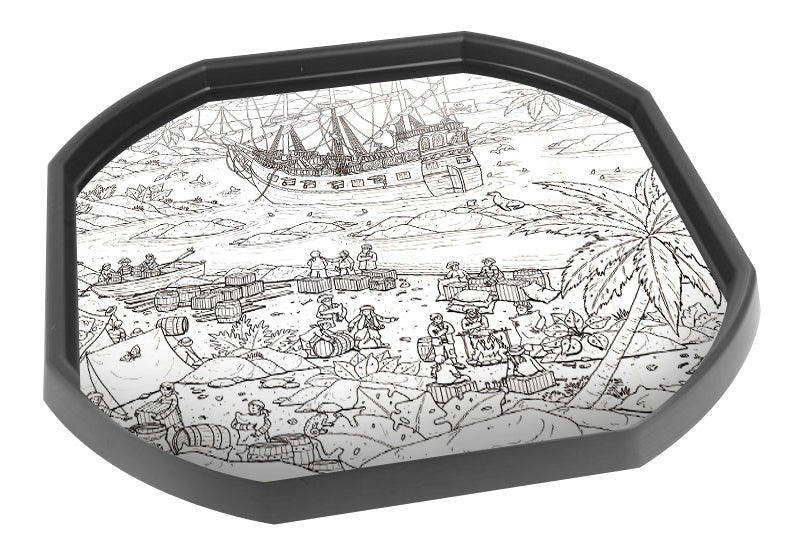 The colour-in pirate themed paper inserts are ideal for use with a Tuff Tray. Make colouring in a group activity with three large pre-printed pirate pictures and play together creatively using two additional blank paper inserts. 