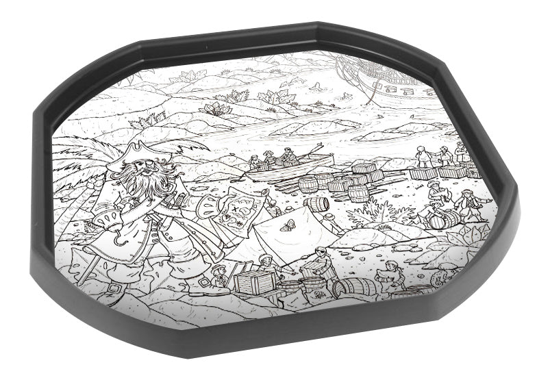 The colour-in pirate themed paper inserts are ideal for use with a Tuff Tray. Make colouring in a group activity with three large pre-printed pirate pictures and play together creatively using two additional blank paper inserts. 