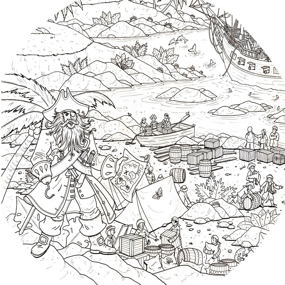The colour-in paper inserts are ideal for use with a Tuff Tray. Make colouring in a group activity with three large pre-printed pirate pictures and play together creatively using two additional blank paper inserts.  Contains:      3 Pirates colour in paper Tuff Tray inserts     2 blank paper inserts for your own designs