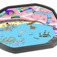 The personalised Mermaid Lagoon mat is ideal for use with a Tuff Tray and features your child's name on a rainbow! Swim in lagoons with mermaids in enchanted worlds, with unicorns, a shell house, dolphins, a lighthouse and  rainbow bridges. Ideal for imaginative play!