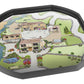 Sally's Countryside tuff tray mat features a classic farm house, the old barn and milking parlour, duck pond, pig sty, hen coop, tractor and stables all in a rural setting. Perfect for individual or small group imaginative play.  