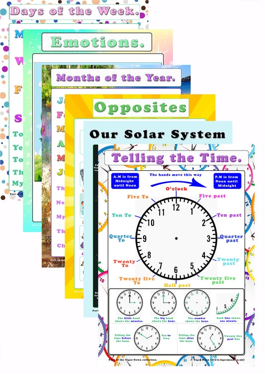 Pack of 6 children's educational posters