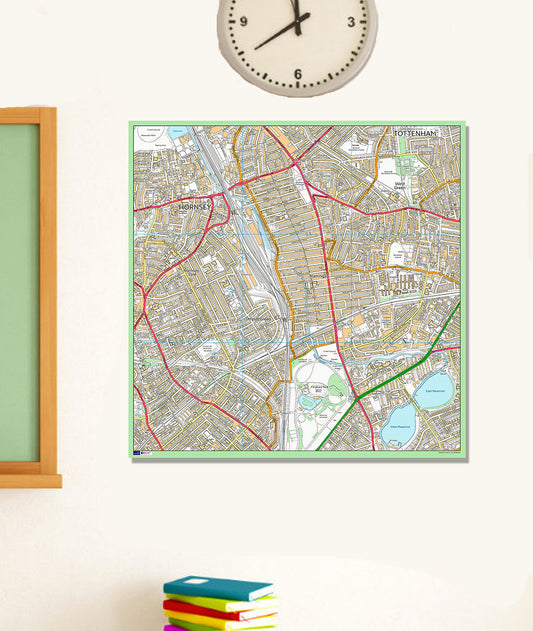 Postcode Centred Mounted Ordnance Survey Street Map - 1x1m Size - 3x3km Area