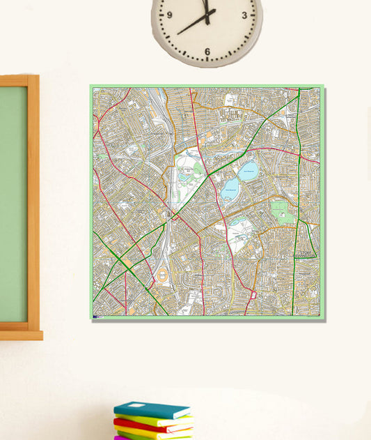 Postcode Centred Mounted Ordnance Survey Street Map - Size 1.2x1.2m (120x120cm) - 4x4km Area