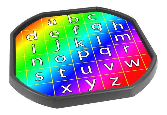 The rainbow alphabet mat is ideal for use with a Tuff Tray. Use it at home or in an early years setting to introduce the alphabet and phonics, the building blocks of literacy.  Perfect for individual or group play and phonic and alphabet activities and games. Designed to fit in the Tuff Tray or the Tuff Spot.