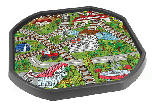 Train town and railway - Mini Tuff Tray Mat: 60cm x 60cm (approx)  Designed to fit in the Mini Tuff Tray..