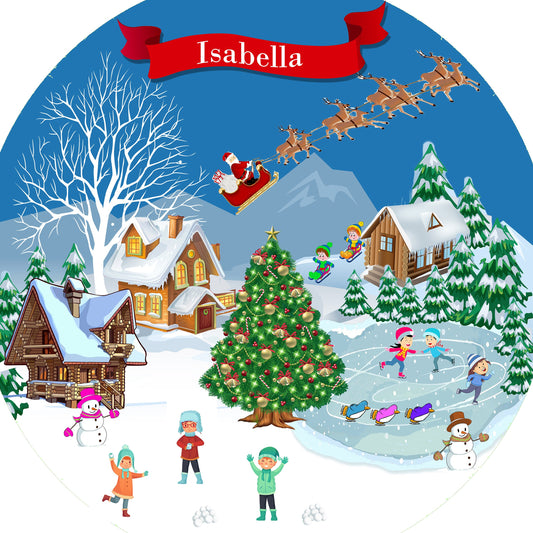 Christmas Scene Personalised - Tuff Tray Vinyl Mat Insert