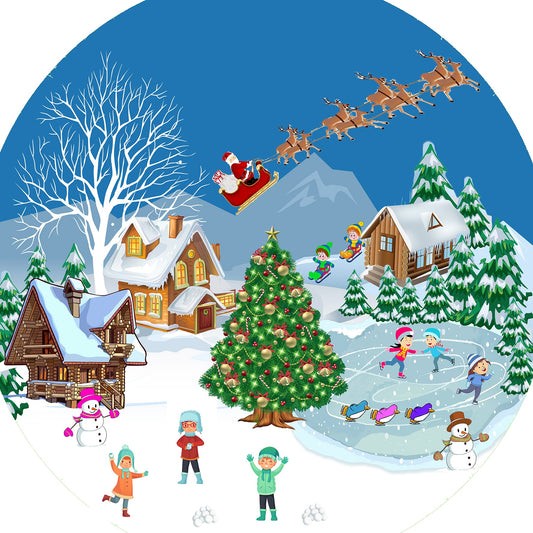 Our uniquely designed Christmas SceneMini Tuff Tray Mat is ideal for Xmas time and fostering the festive mood. Play creatively and imaginatively among log cabins, Christmas Trees, ice skaters, ice rink, a snowman, Santa and his reindeers.